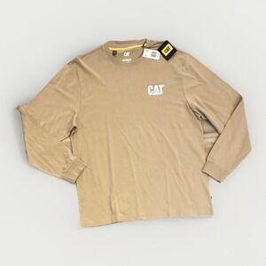 CAT Men's Navanero Logo Long Sleeve Shirt, Color: Dark Sand, Size XL, New